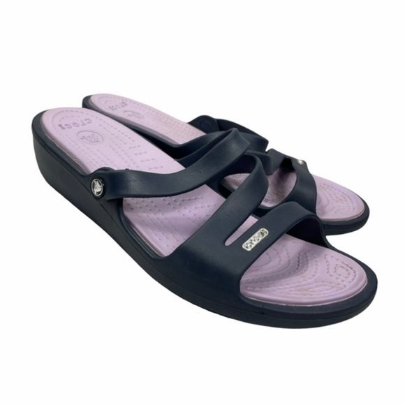 CROCS Shoes - Crocs casual womens wedge slip on sandals 11W Patricia comfort strap style